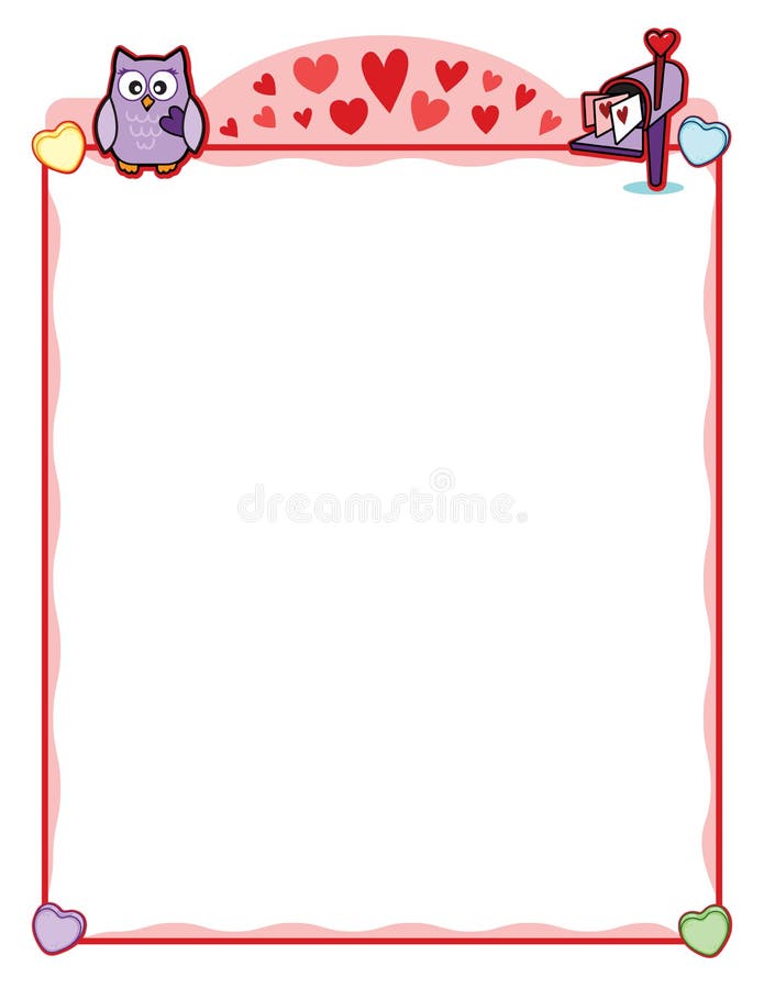 Valentine party frame with owl and love letter mailbox